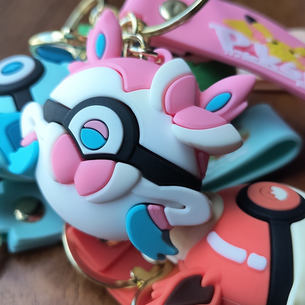 Pink Sylveon Silicone Keychain for Kids
